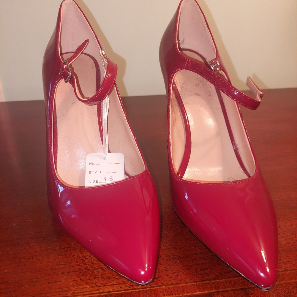 Burgundy patent leather Mary Janes